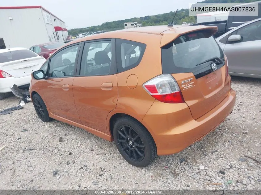 2010 Honda Fit Sport VIN: JHMGE8H46AS007836 Lot: 40286288