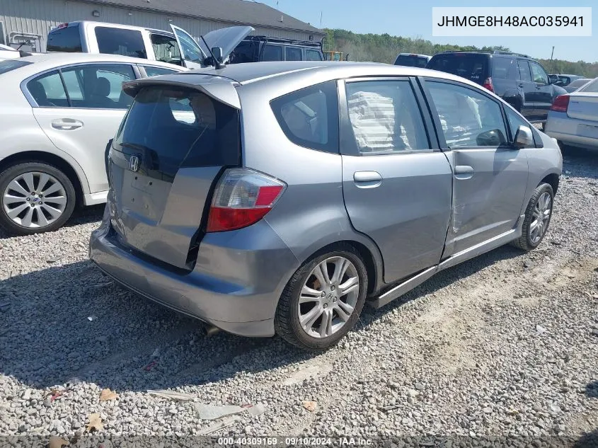 2010 Honda Fit Sport VIN: JHMGE8H48AC035941 Lot: 40309169