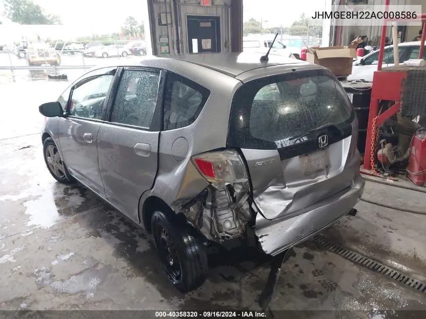 2010 Honda Fit VIN: JHMGE8H22AC008586 Lot: 40358320