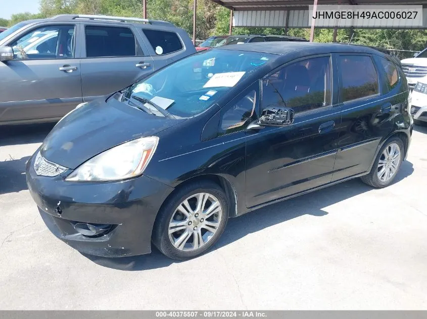 2010 Honda Fit Sport VIN: JHMGE8H49AC006027 Lot: 40375507