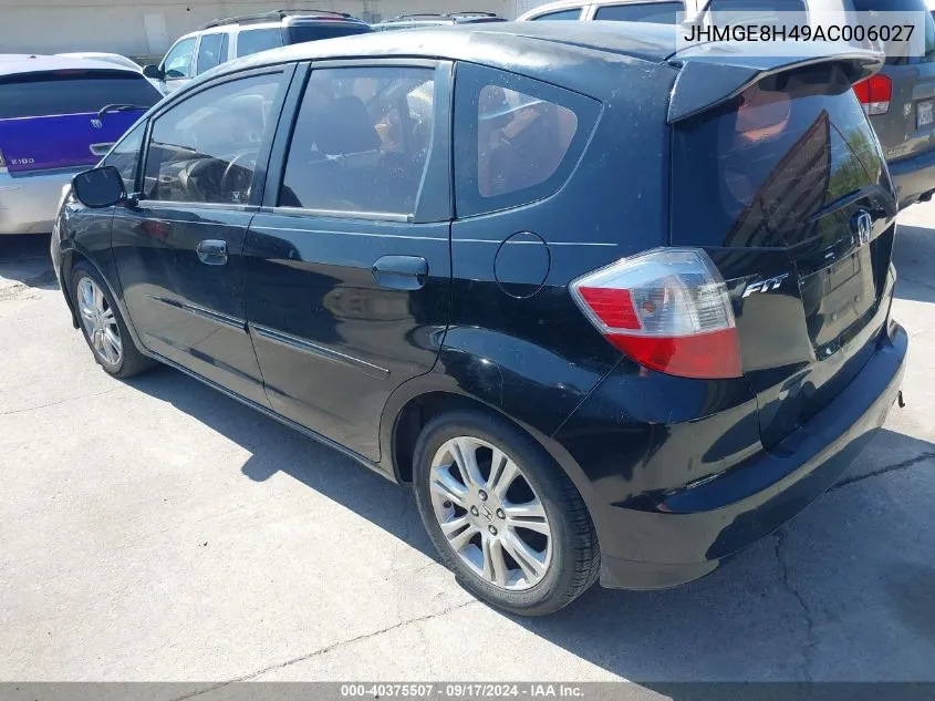 2010 Honda Fit Sport VIN: JHMGE8H49AC006027 Lot: 40375507