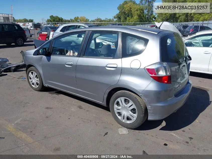 2010 Honda Fit VIN: JHMGE8H28AC035257 Lot: 40450908