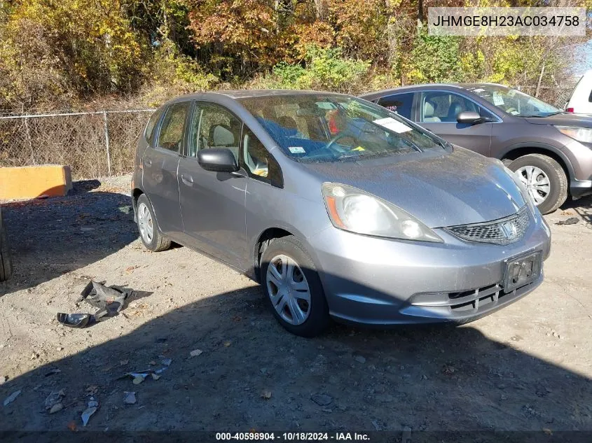 2010 Honda Fit VIN: JHMGE8H23AC034758 Lot: 40598904