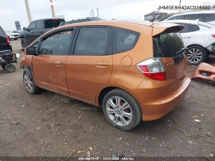 2010 Honda Fit Sport VIN: JHMGE8H42AC016480 Lot: 40679197