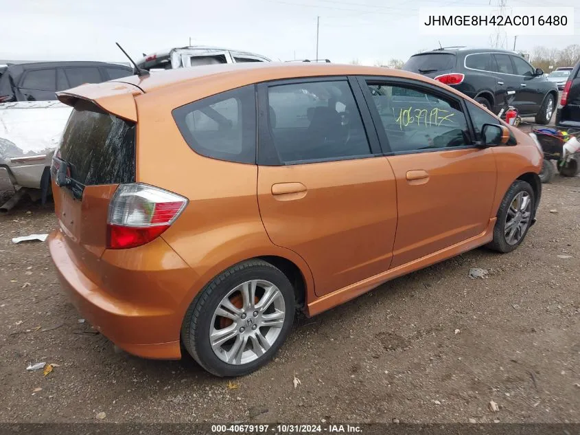 2010 Honda Fit Sport VIN: JHMGE8H42AC016480 Lot: 40679197