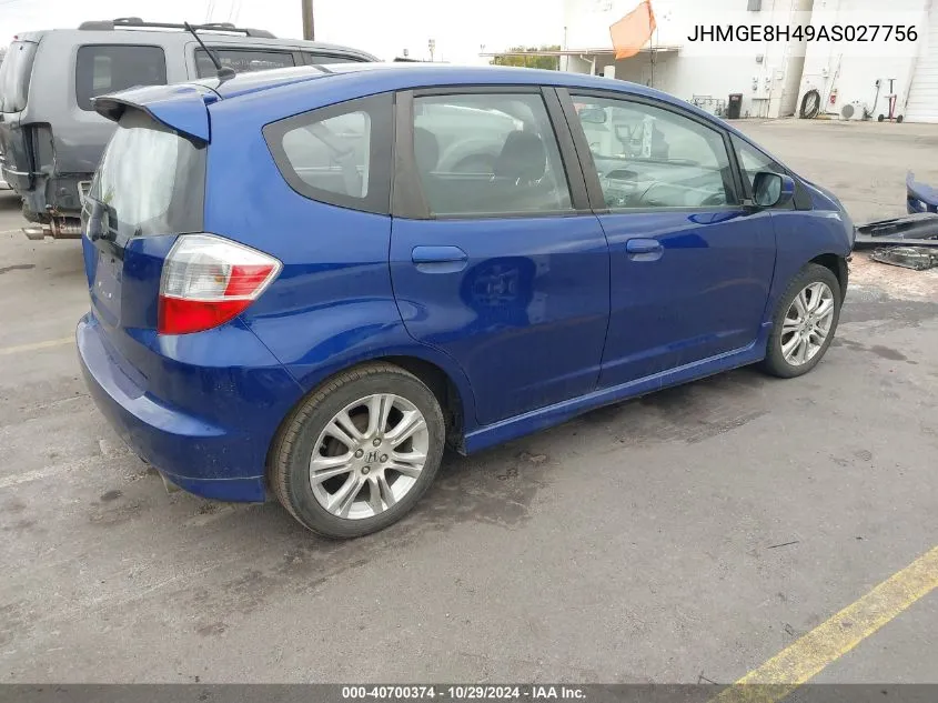 2010 Honda Fit Sport VIN: JHMGE8H49AS027756 Lot: 40700374