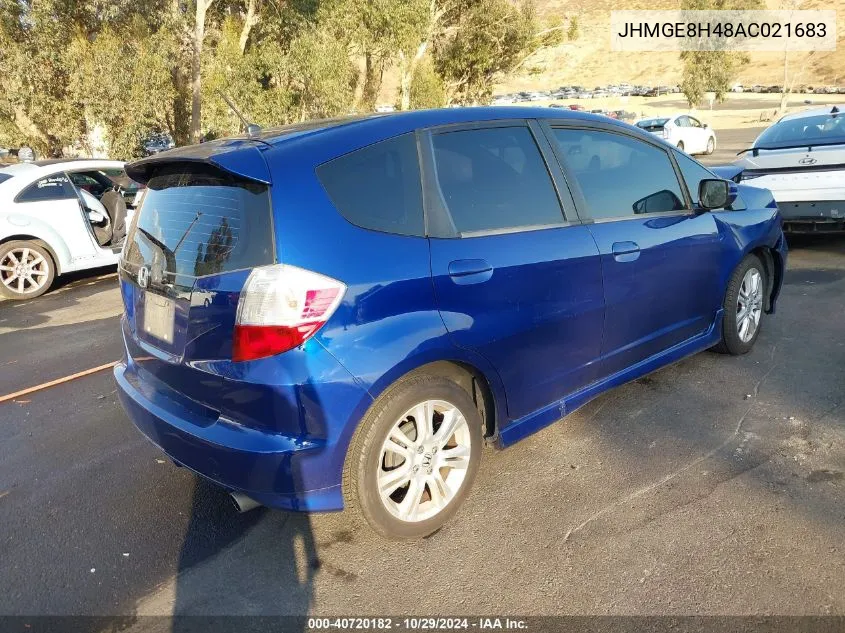 2010 Honda Fit Sport VIN: JHMGE8H48AC021683 Lot: 40720182