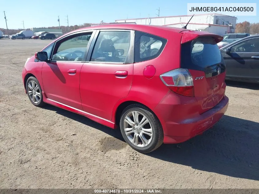 2010 Honda Fit Sport VIN: JHMGE8G41AC040500 Lot: 40734670