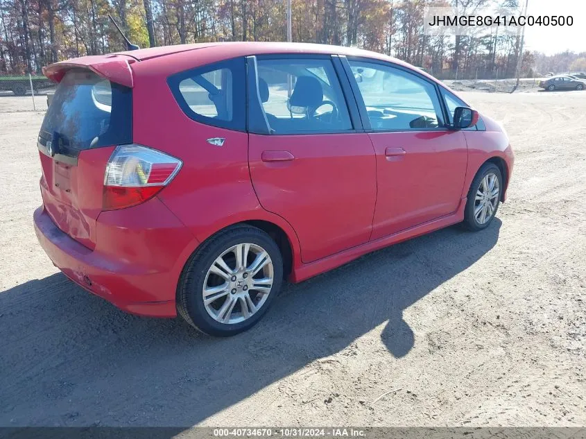 2010 Honda Fit Sport VIN: JHMGE8G41AC040500 Lot: 40734670