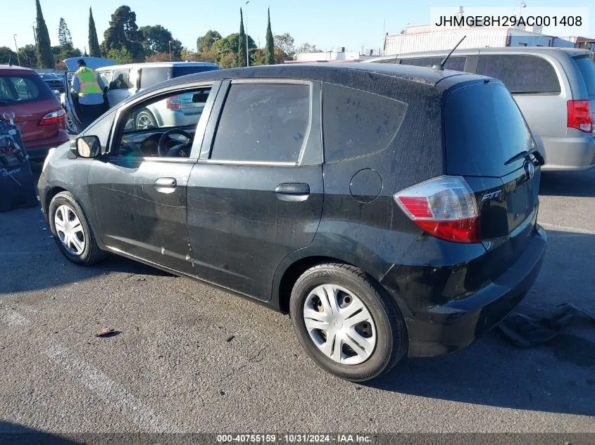 2010 Honda Fit VIN: JHMGE8H29AC001408 Lot: 40755159