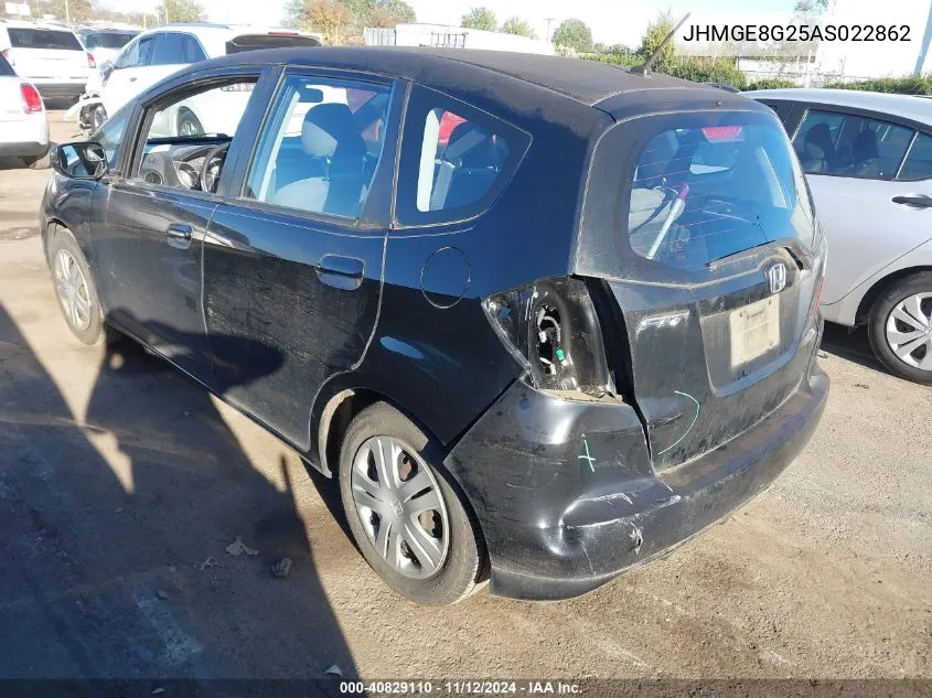 2010 Honda Fit VIN: JHMGE8G25AS022862 Lot: 40829110