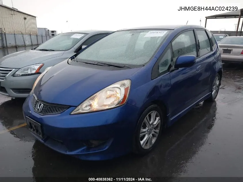 2010 Honda Fit Sport VIN: JHMGE8H44AC024239 Lot: 40838362