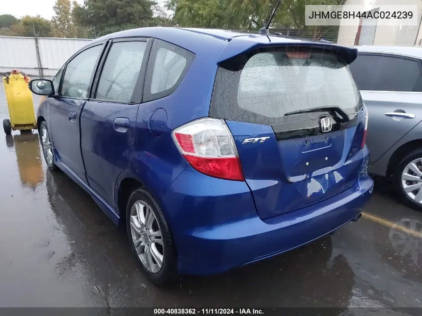 2010 Honda Fit Sport VIN: JHMGE8H44AC024239 Lot: 40838362