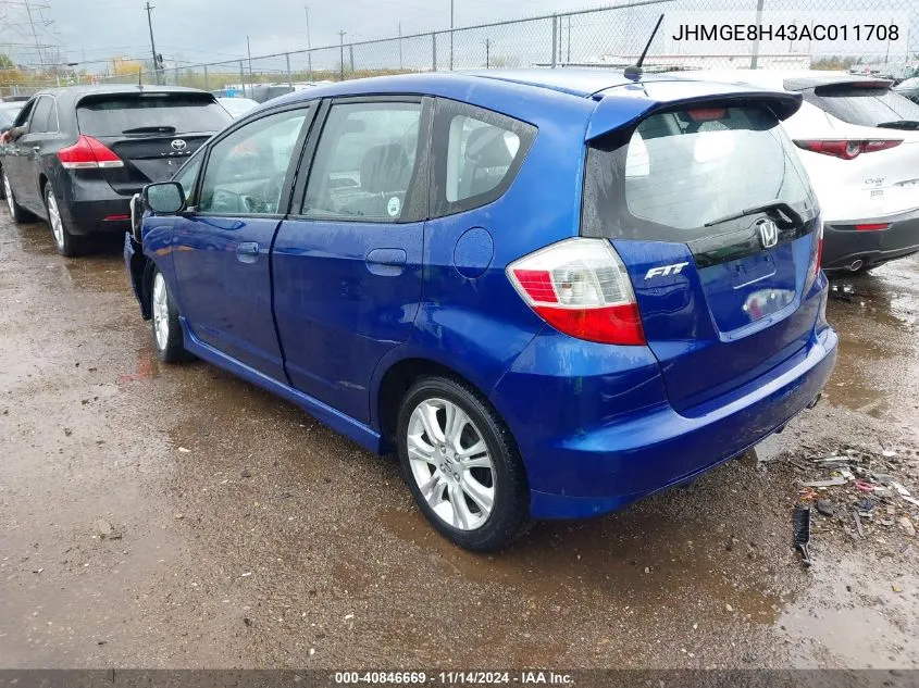 2010 Honda Fit Sport VIN: JHMGE8H43AC011708 Lot: 40846669