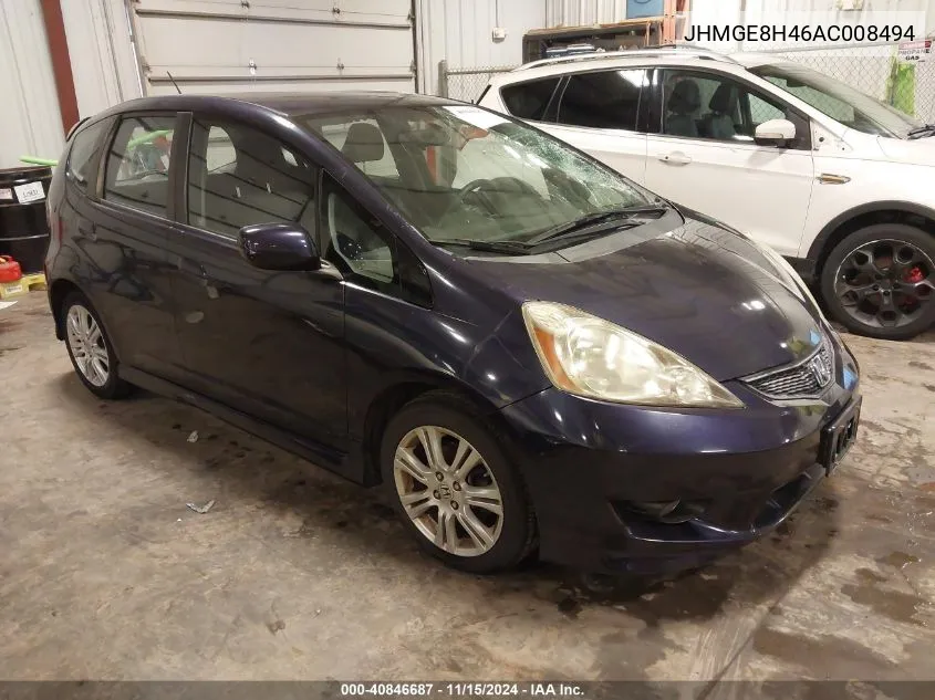 2010 Honda Fit Sport VIN: JHMGE8H46AC008494 Lot: 40846687