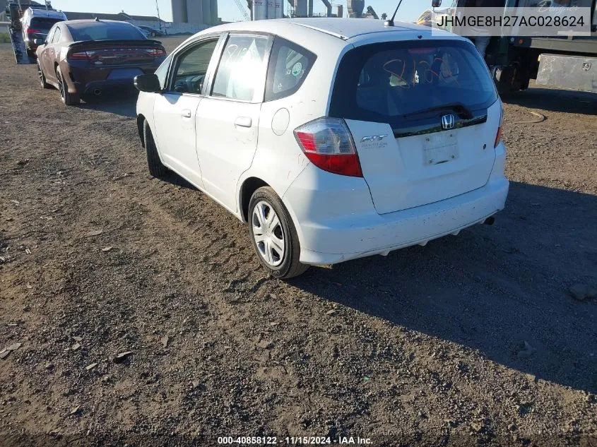 2010 Honda Fit VIN: JHMGE8H27AC028624 Lot: 40858122