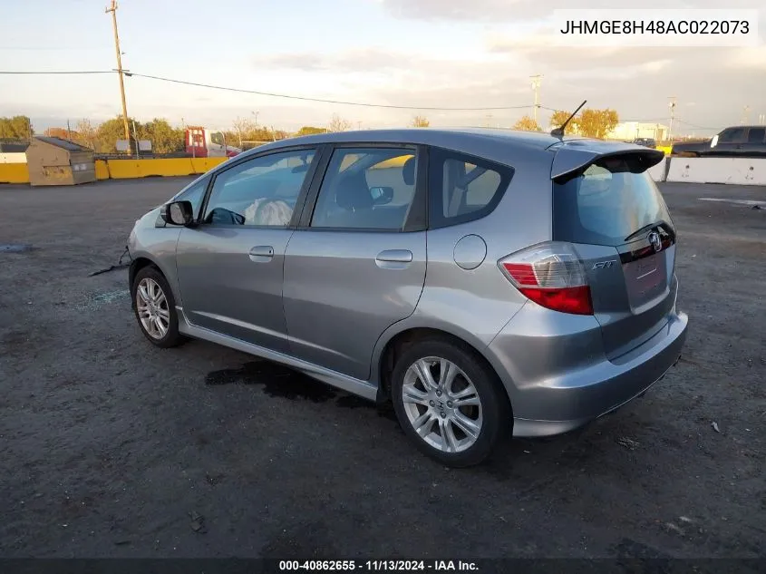 2010 Honda Fit Sport VIN: JHMGE8H48AC022073 Lot: 40862655