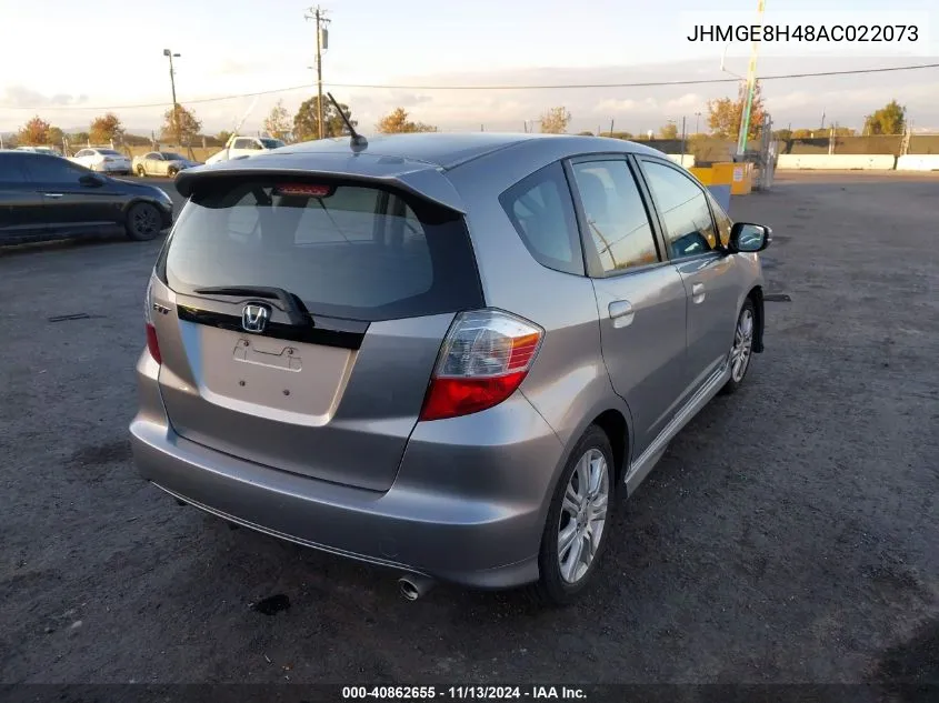 2010 Honda Fit Sport VIN: JHMGE8H48AC022073 Lot: 40862655