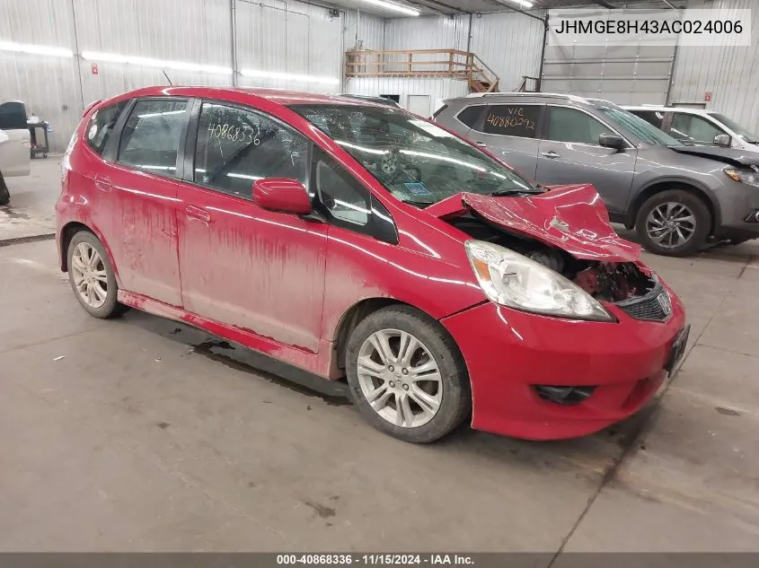 2010 Honda Fit Sport VIN: JHMGE8H43AC024006 Lot: 40868336