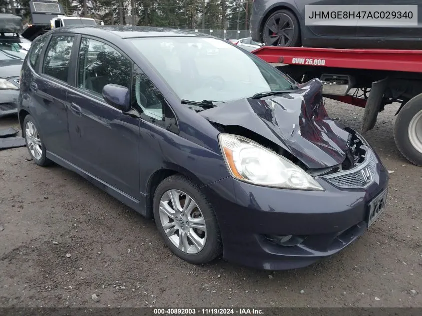 2010 Honda Fit Sport VIN: JHMGE8H47AC029340 Lot: 40892003