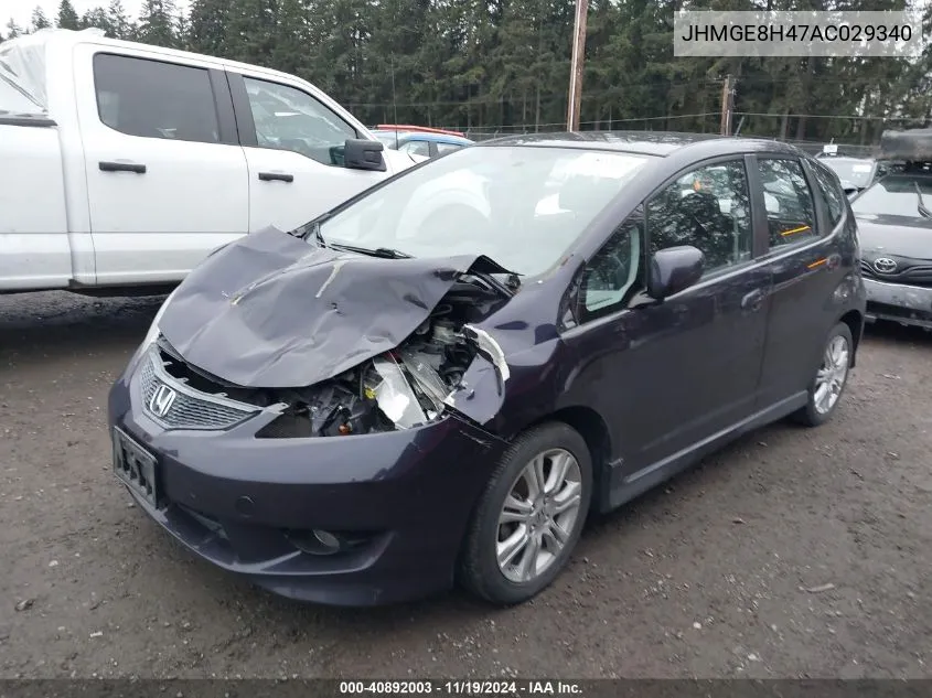 2010 Honda Fit Sport VIN: JHMGE8H47AC029340 Lot: 40892003