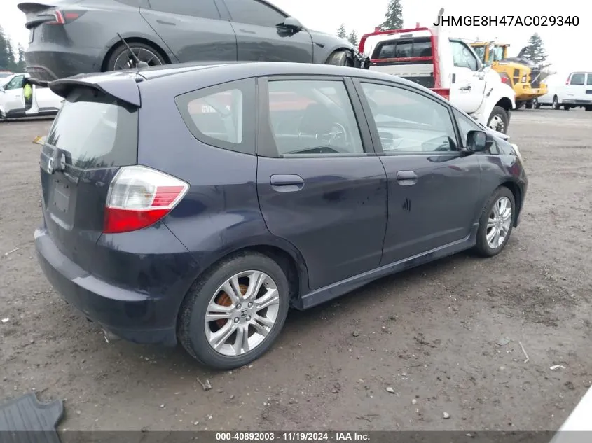 2010 Honda Fit Sport VIN: JHMGE8H47AC029340 Lot: 40892003