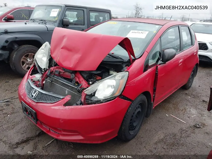 2010 Honda Fit VIN: JHMGE8H2XAC040539 Lot: 40898269