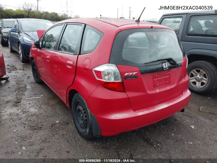 2010 Honda Fit VIN: JHMGE8H2XAC040539 Lot: 40898269