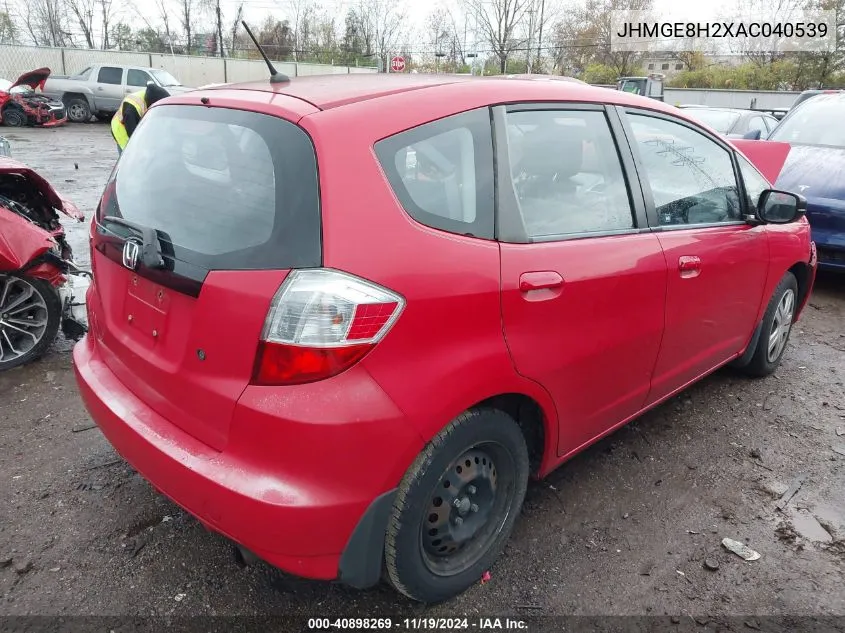 2010 Honda Fit VIN: JHMGE8H2XAC040539 Lot: 40898269