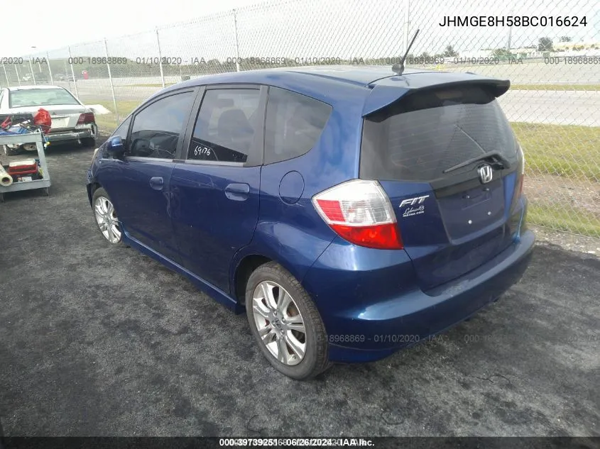 2011 Honda Fit Sport VIN: JHMGE8H58BC016624 Lot: 39739251