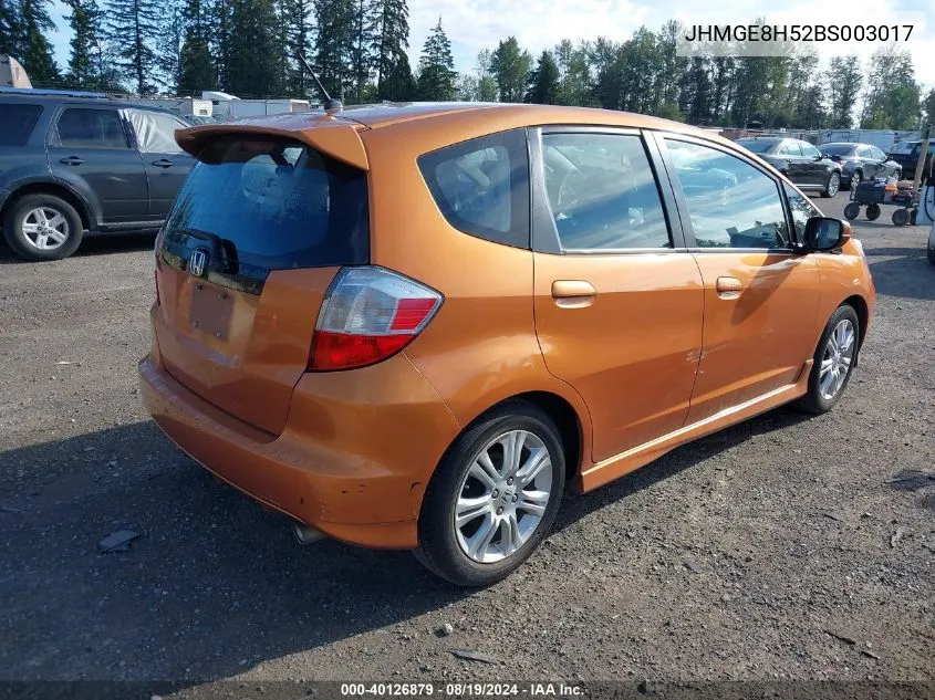 2011 Honda Fit Sport VIN: JHMGE8H52BS003017 Lot: 40126879