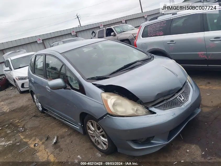 2011 Honda Fit Sport VIN: JHMGE8H50BC007724 Lot: 40213428