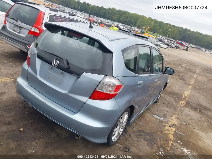 JHMGE8H50BC007724 2011 Honda Fit Sport