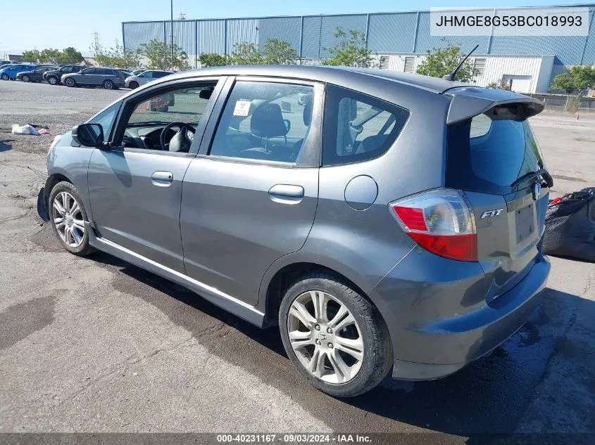 JHMGE8G53BC018993 2011 Honda Fit Sport