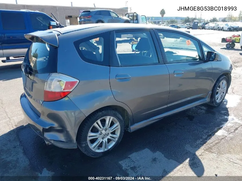 JHMGE8G53BC018993 2011 Honda Fit Sport