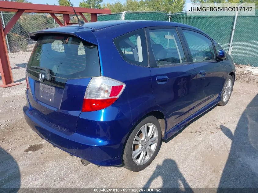 2011 Honda Fit Sport VIN: JHMGE8G54BC017142 Lot: 40241810