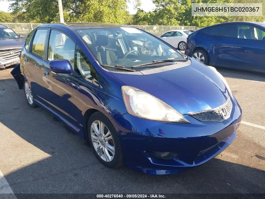 2011 Honda Fit Sport VIN: JHMGE8H51BC020367 Lot: 40276540