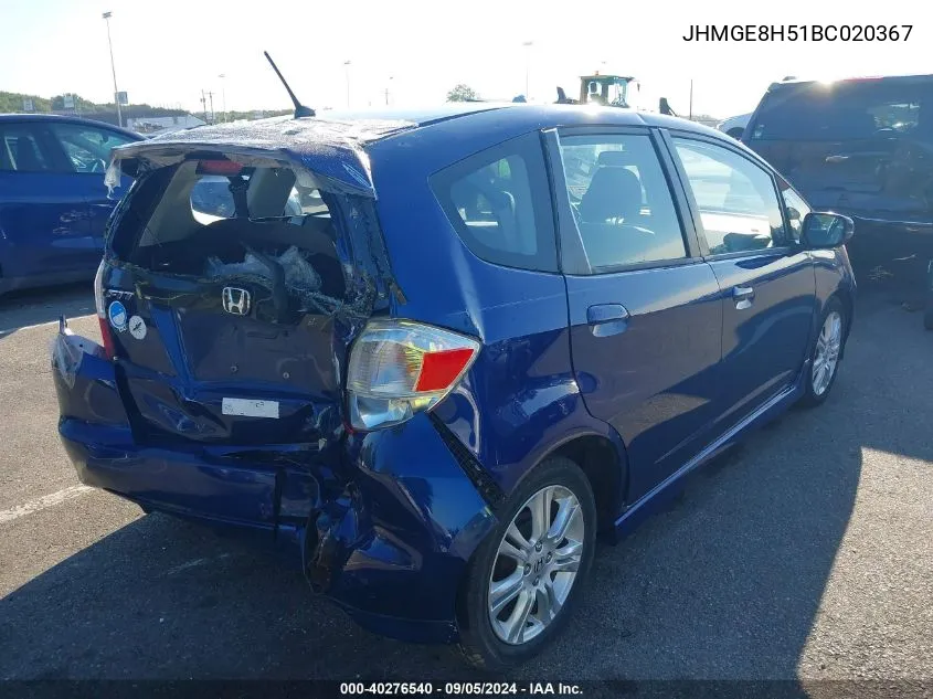 2011 Honda Fit Sport VIN: JHMGE8H51BC020367 Lot: 40276540