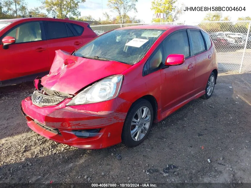 2011 Honda Fit Sport VIN: JHMGE8H58BC004604 Lot: 40567880