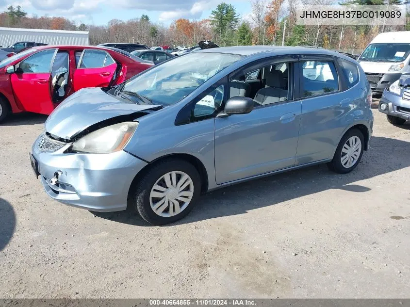 2011 Honda Fit VIN: JHMGE8H37BC019089 Lot: 40664855