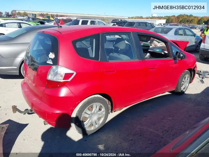 2011 Honda Fit VIN: JHMGE8H35BC012934 Lot: 40690798