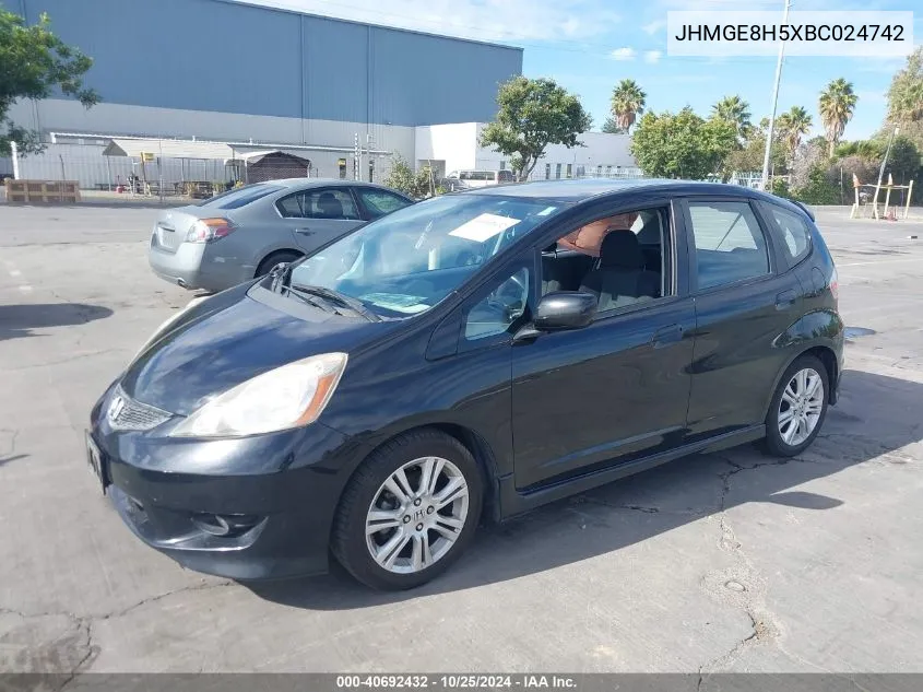 JHMGE8H5XBC024742 2011 Honda Fit Sport