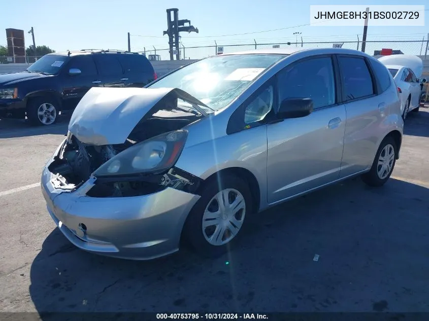 2011 Honda Fit VIN: JHMGE8H31BS002729 Lot: 40753795