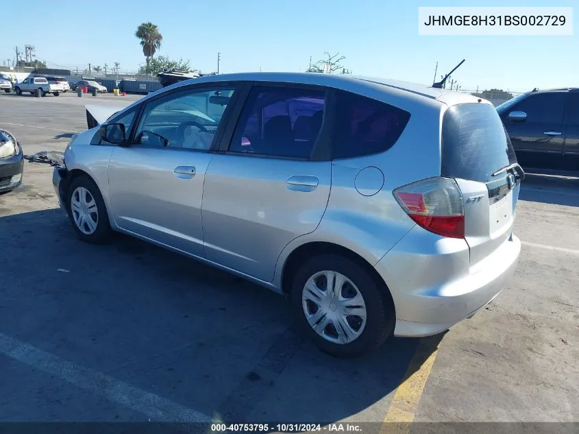 2011 Honda Fit VIN: JHMGE8H31BS002729 Lot: 40753795