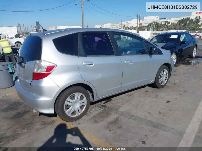 2011 Honda Fit VIN: JHMGE8H31BS002729 Lot: 40753795