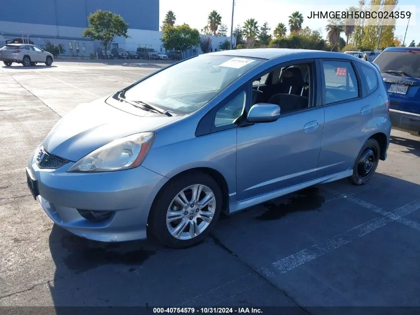 2011 Honda Fit Sport VIN: JHMGE8H50BC024359 Lot: 40754579