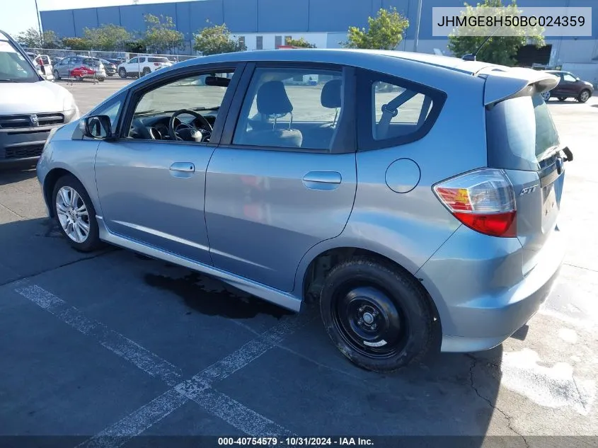 2011 Honda Fit Sport VIN: JHMGE8H50BC024359 Lot: 40754579