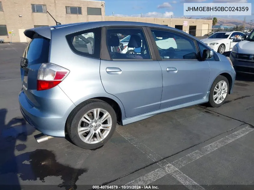 2011 Honda Fit Sport VIN: JHMGE8H50BC024359 Lot: 40754579