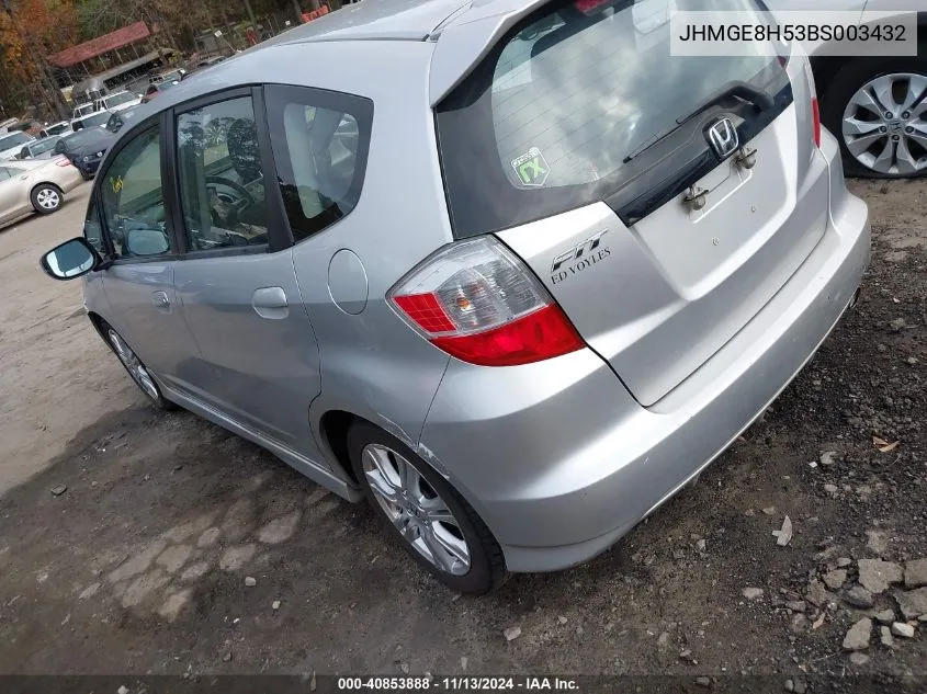 2011 Honda Fit Sport VIN: JHMGE8H53BS003432 Lot: 40853888