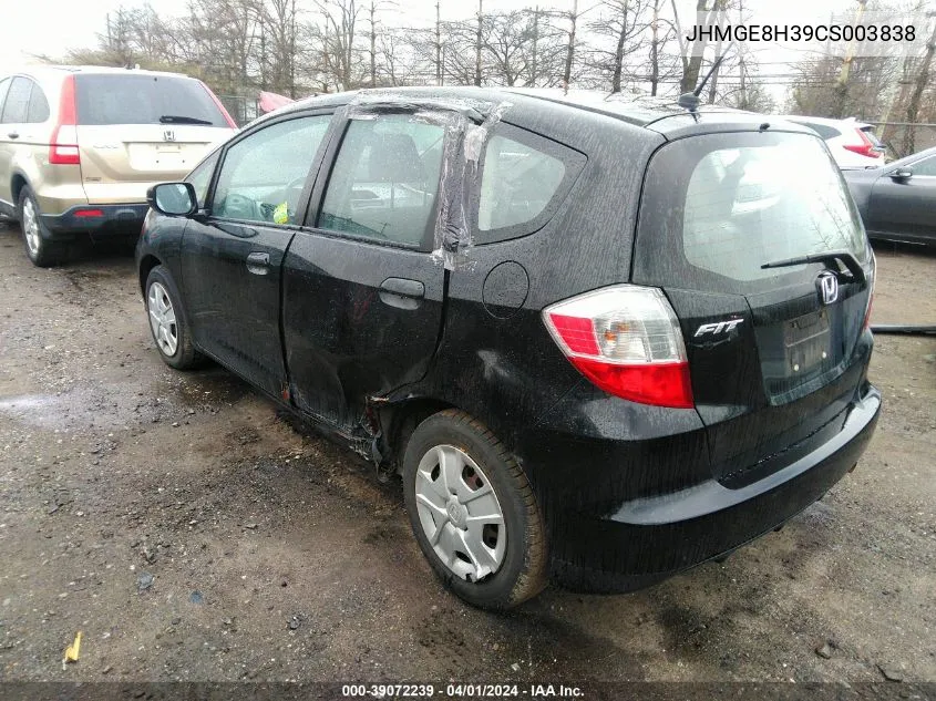 2012 Honda Fit VIN: JHMGE8H39CS003838 Lot: 39072239